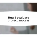 How I evaluate project success
