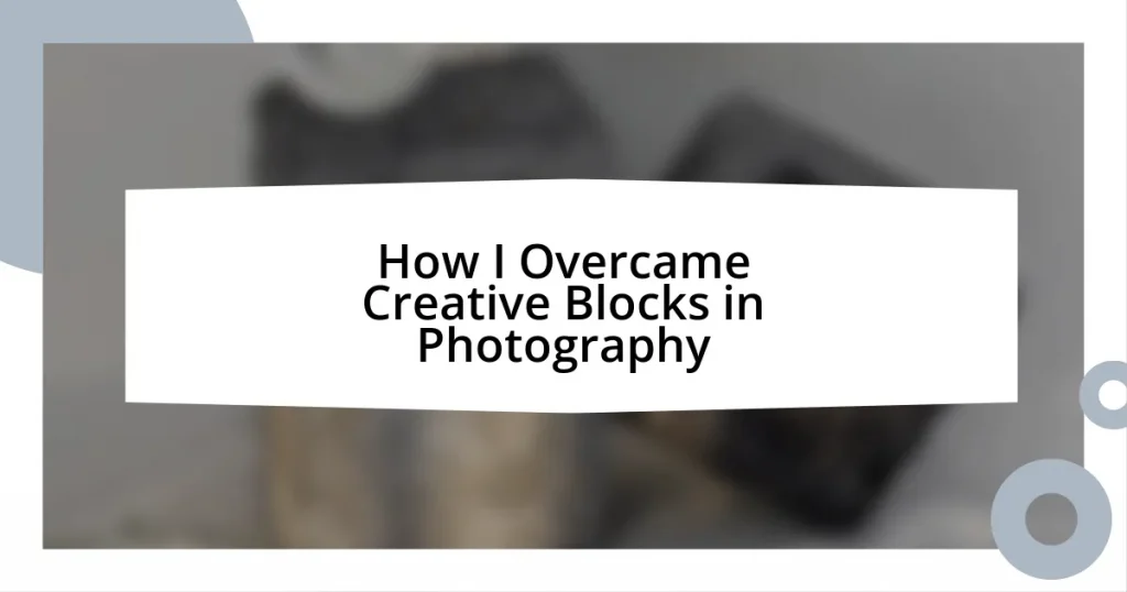 How I Overcame Creative Blocks in Photography