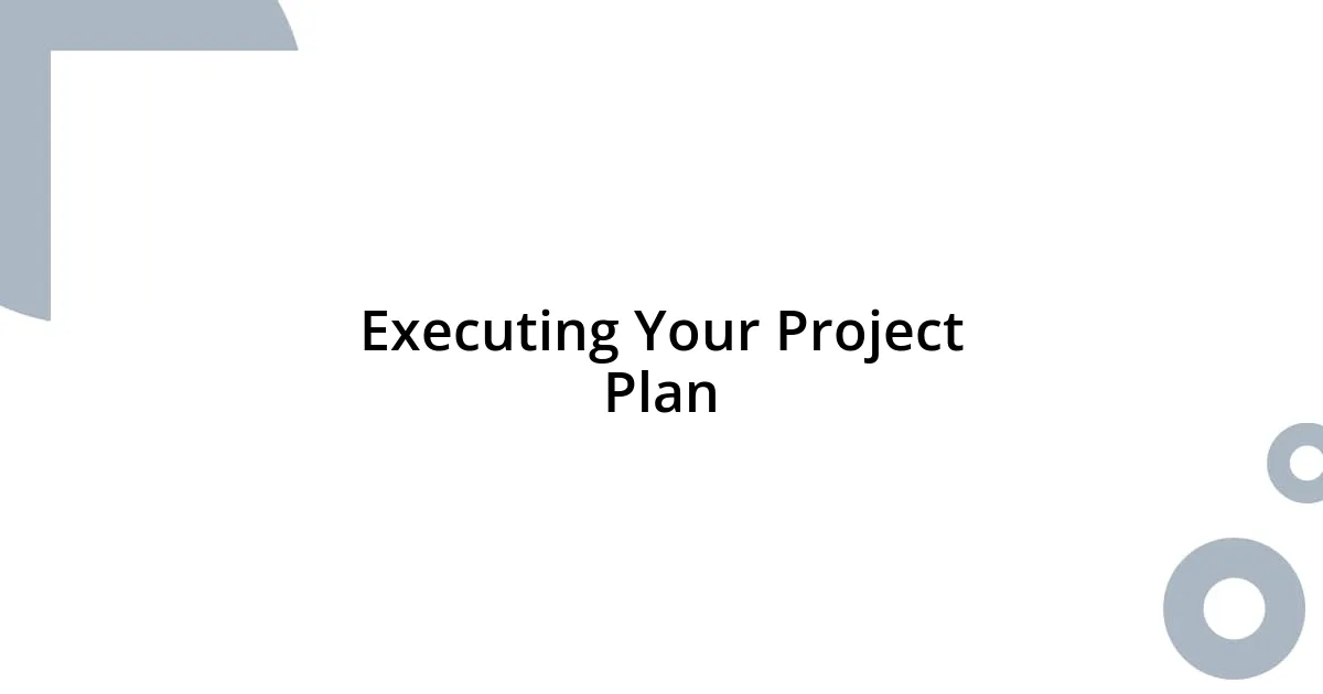 Executing Your Project Plan
