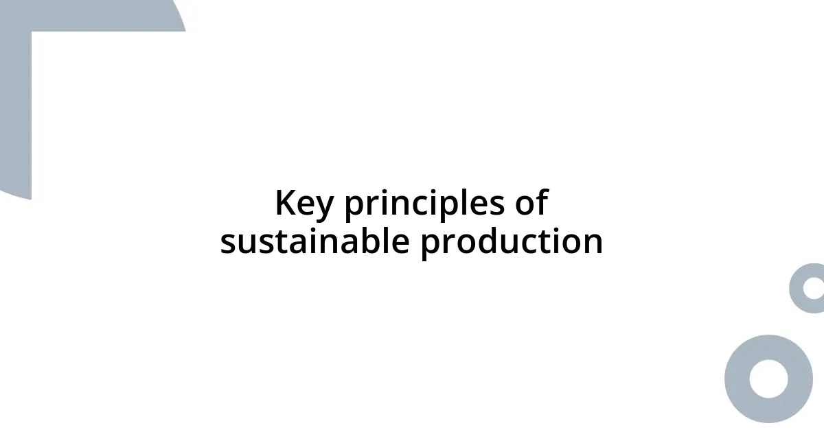 Key principles of sustainable production